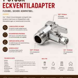 Wasseranschluss T-Stück Adapter 3/8" – 3/8" + 1/4" für HAUSCOOK Ramen Cooker