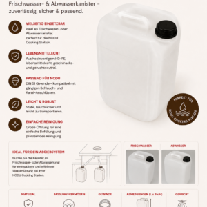10L Kanister für Frischwasser/Abwasser – HAUSCOOK Zubehör
